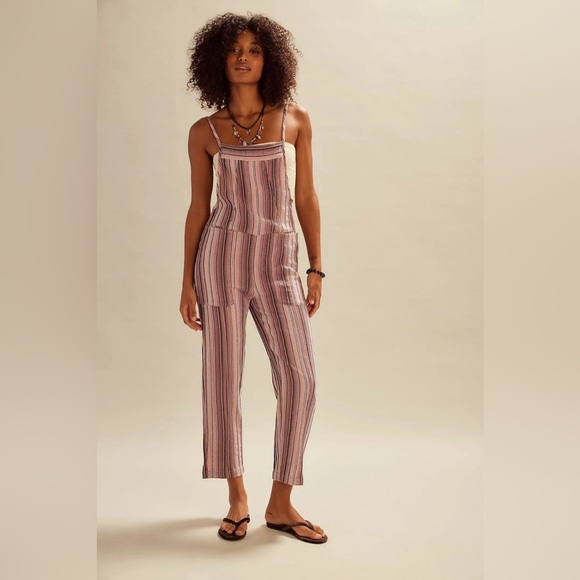 Function & Fringe EditFree People Striped Pink Jumpsuit